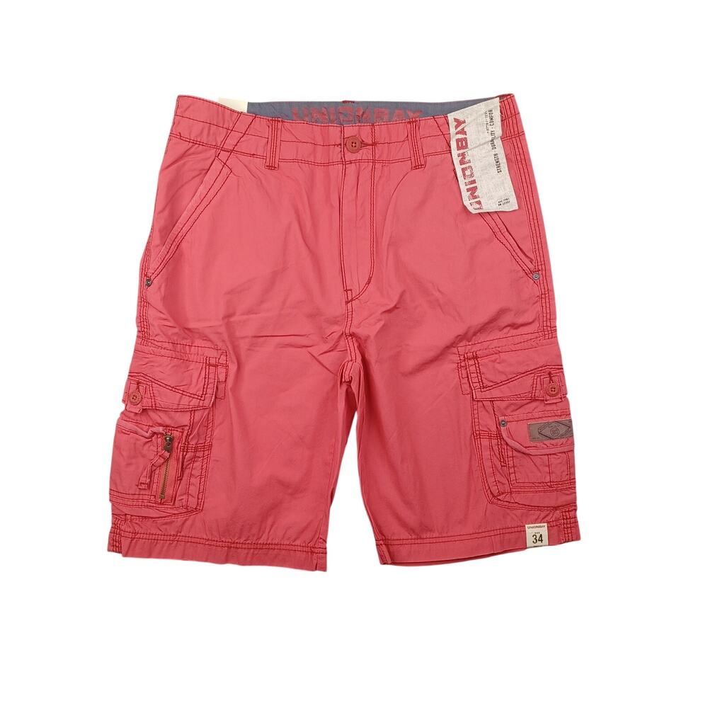 Unionbay Cargo Utility Shorts Mens 34 Red Cotton Expandable Pockets Y2K New